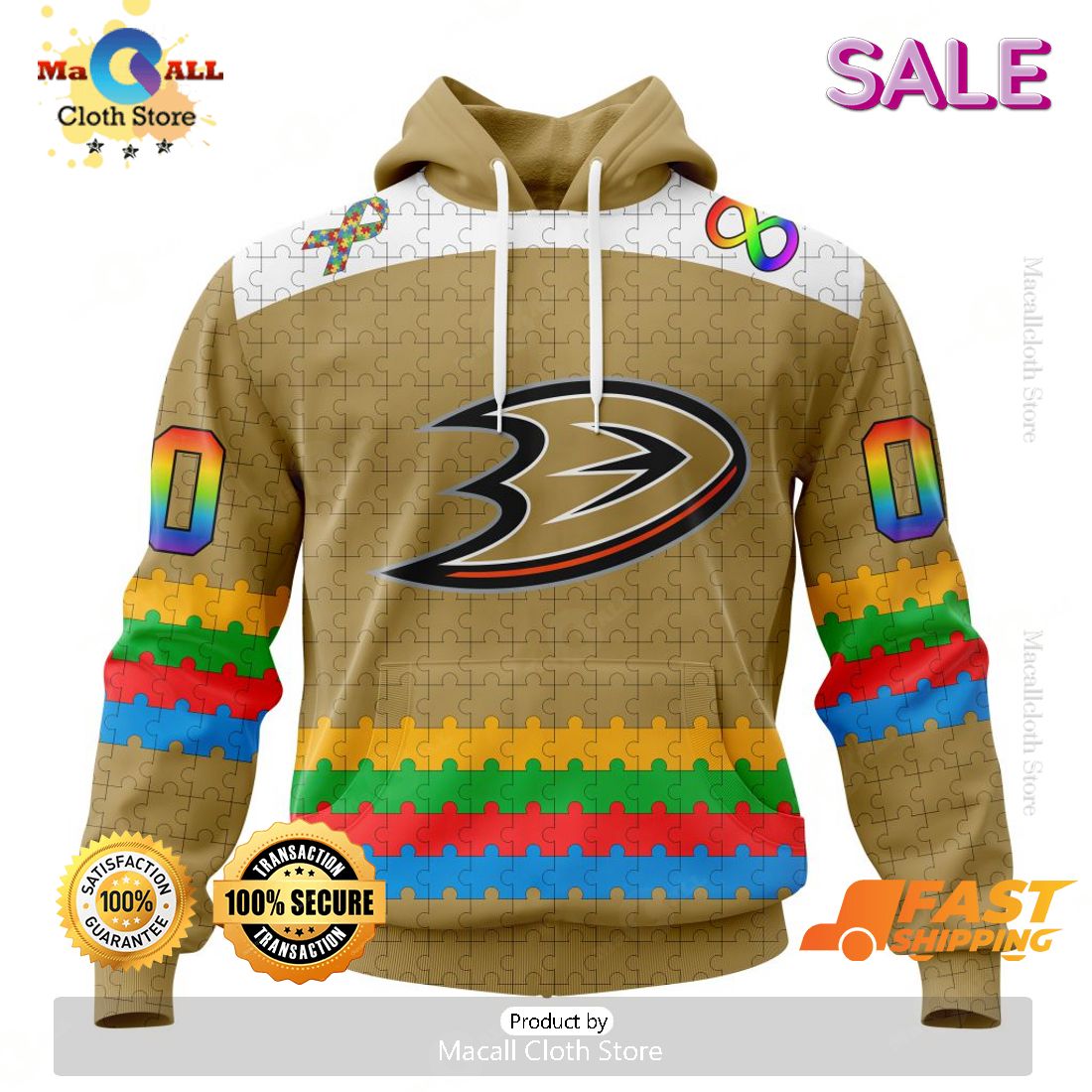 HOT Personalized NHL Anaheim Ducks Special Autism Awareness Design Hoodie 3D HOT Personalized NHL Anaheim Ducks Special Autism Awareness Design Hoodie 3D