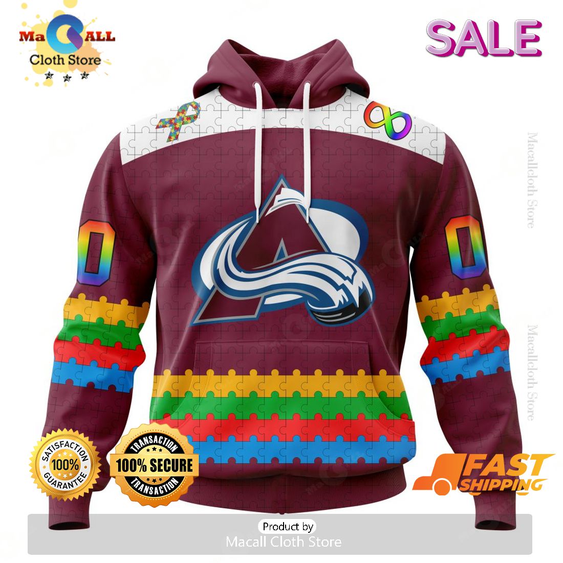 HOT Personalized NHL Colorado Avalanche Special Autism Awareness Design Hoodie 3D HOT Personalized NHL Colorado Avalanche Special Autism Awareness Design Hoodie 3D