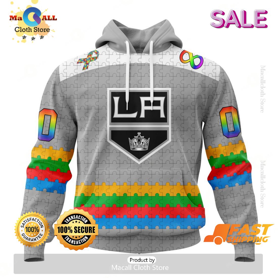 HOT Personalized NHL Los Angeles Kings Special Autism Awareness Design Hoodie 3D HOT Personalized NHL Los Angeles Kings Special Autism Awareness Design Hoodie 3D