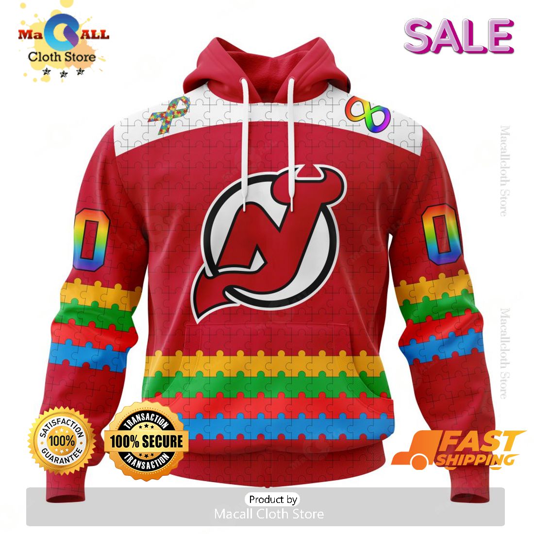 HOT Personalized NHL New Jersey Devils Special Autism Awareness Design Hoodie 3D