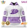 SALE Personalized NHL Anaheim Ducks Special Black And Lavender Hockey Fight Cancer Hoodie 3D