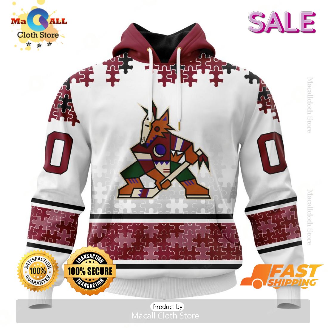 SALE Personalized NHL Arizona Coyotes Classic Autism Awareness Design Hoodie