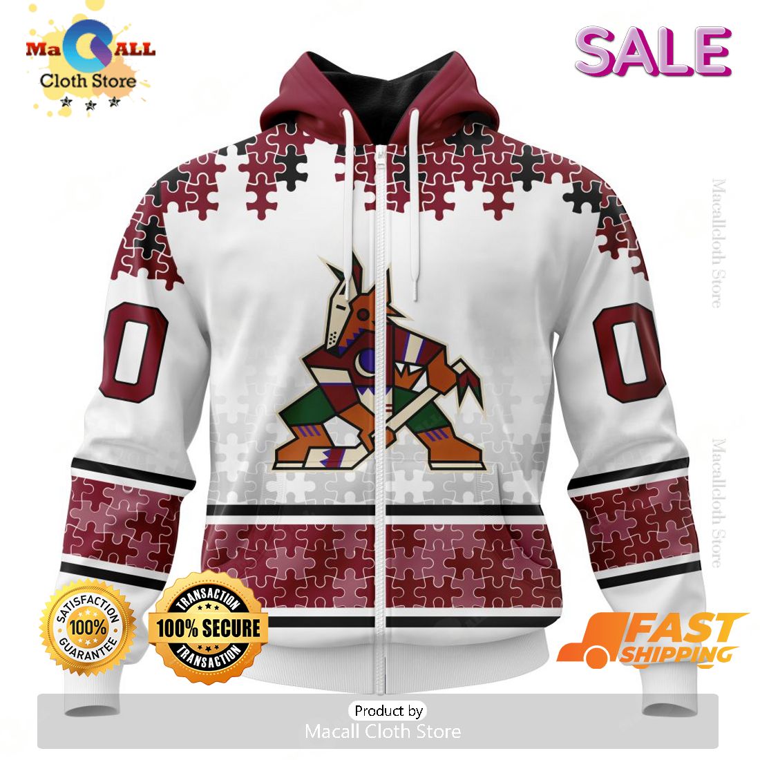 SALE Personalized NHL Arizona Coyotes Classic Autism Awareness Design Hoodie