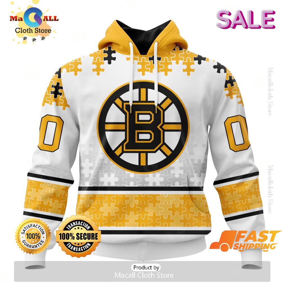SALE Personalized NHL Boston Bruins Classic Autism Awareness Design Hoodie SALE Personalized NHL Boston Bruins Classic Autism Awareness Design Hoodie