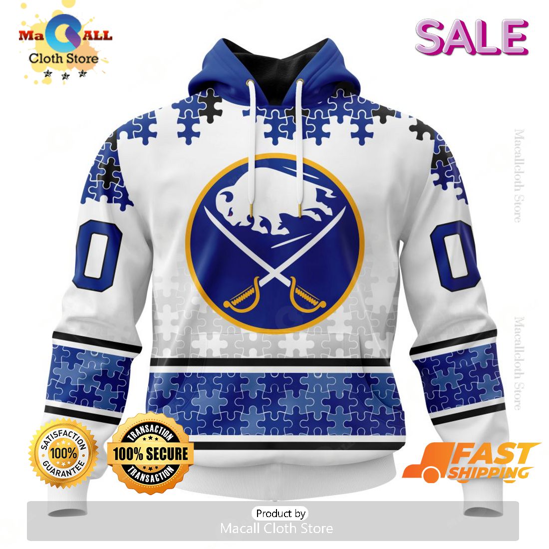 SALE Personalized NHL Buffalo Sabres Classic Autism Awareness Design Hoodie