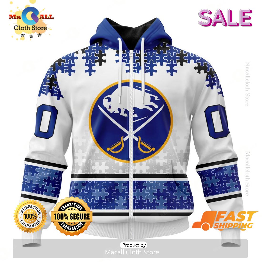 SALE Personalized NHL Buffalo Sabres Classic Autism Awareness Design Hoodie