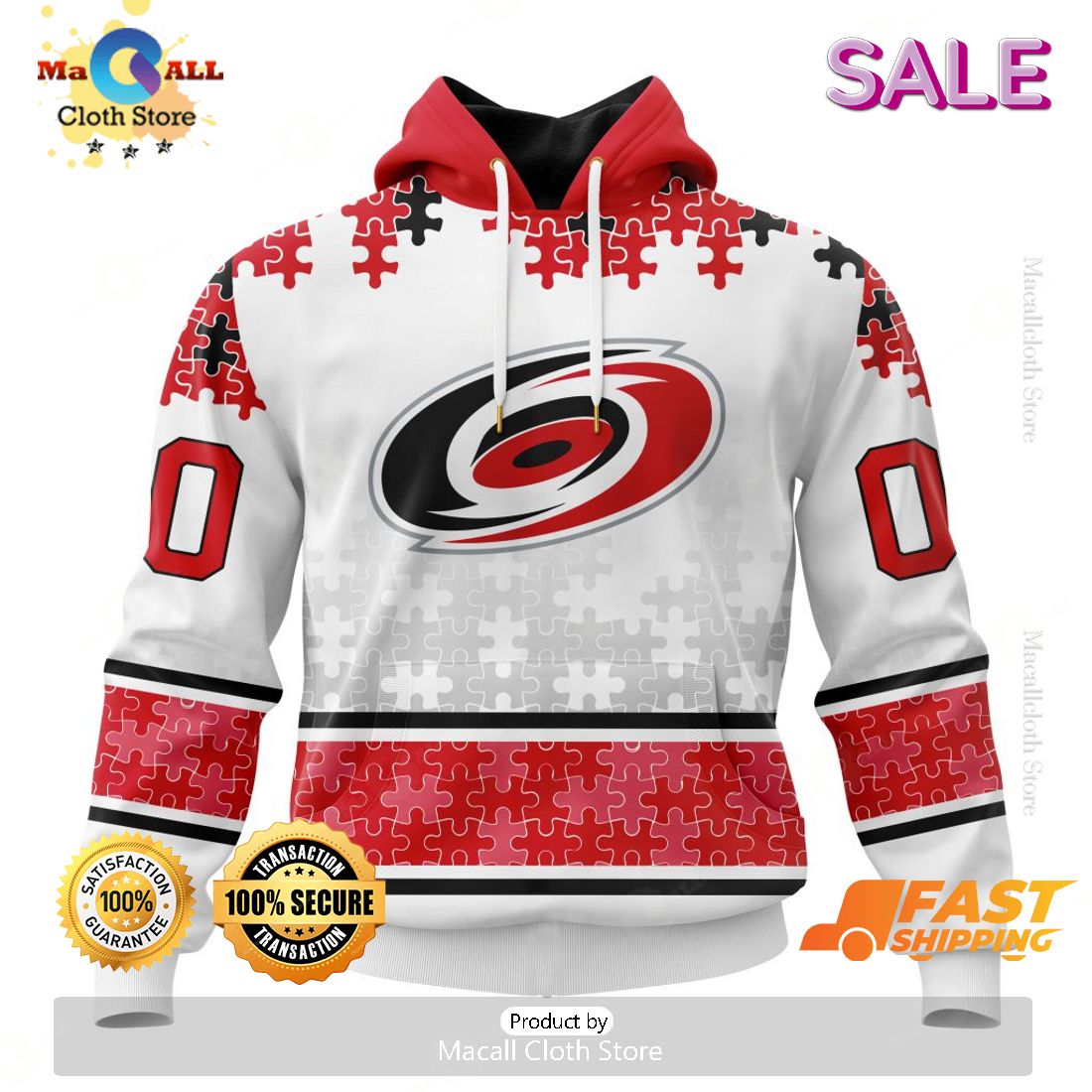 SALE Personalized NHL Carolina Hurricanes Classic Autism Awareness Design Hoodie SALE Personalized NHL Carolina Hurricanes Classic Autism Awareness Design Hoodie