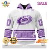 SALE Personalized NHL Carolina Hurricanes Special Black And Lavender Hockey Fight Cancer Hoodie 3D