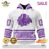 SALE Personalized NHL Chicago Blackhawks Special Black And Lavender Hockey Fight Cancer Hoodie 3D