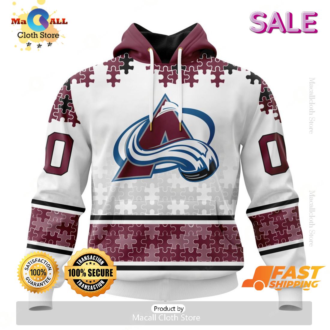 SALE Personalized NHL Colorado Avalanche Classic Autism Awareness Design Hoodie SALE Personalized NHL Colorado Avalanche Classic Autism Awareness Design Hoodie