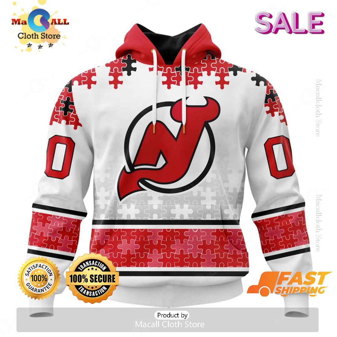 SALE Personalized NHL New Jersey Devils Classic Autism Awareness Design Hoodie SALE Personalized NHL New Jersey Devils Classic Autism Awareness Design Hoodie