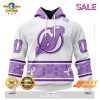 SALE Personalized NHL New Jersey Devils Special Black And Lavender Hockey Fight Cancer Hoodie 3D