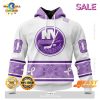 SALE Personalized NHL New York Islanders Special Black And Lavender Hockey Fight Cancer Hoodie 3D