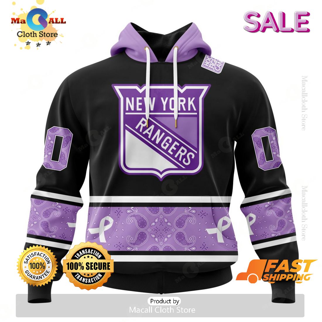 SALE Personalized NHL New York Rangers Special Black And Lavender Hockey Fight Cancer Hoodie 3D SALE Personalized NHL New York Rangers Special Black And Lavender Hockey Fight Cancer Hoodie 3D