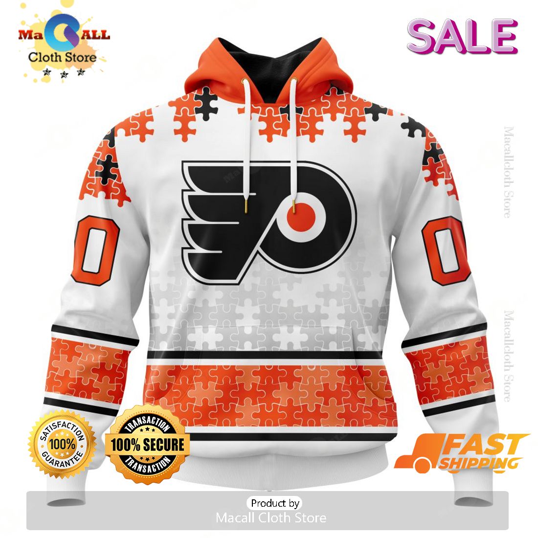 SALE Personalized NHL Philadelphia Flyers Classic Autism Awareness Design Hoodie SALE Personalized NHL Philadelphia Flyers Classic Autism Awareness Design Hoodie