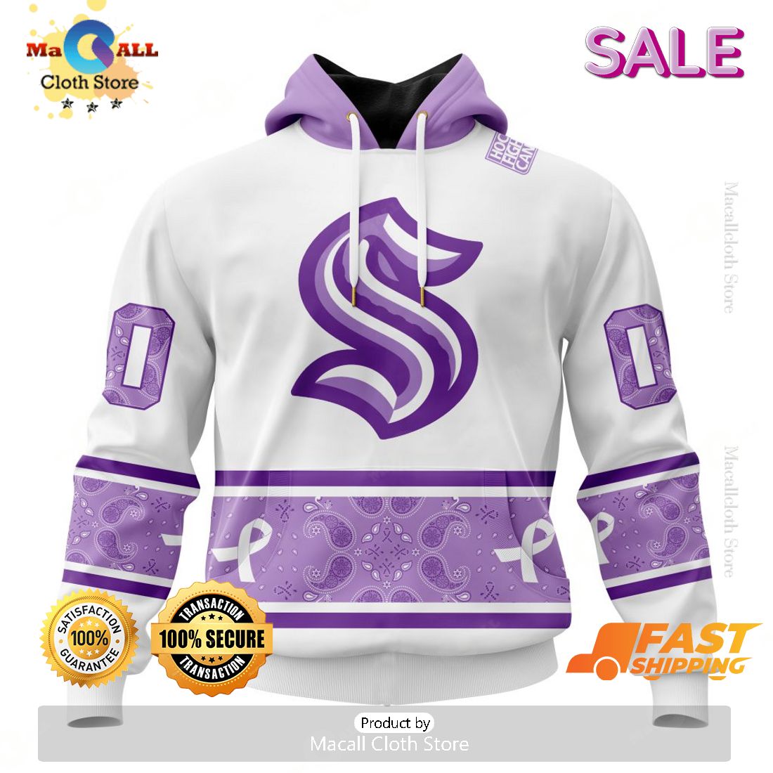 SALE Personalized NHL Seattle Kraken Special Lavender Hockey Fight Cancer Hoodie 3D SALE Personalized NHL Seattle Kraken Special Lavender Hockey Fight Cancer Hoodie 3D