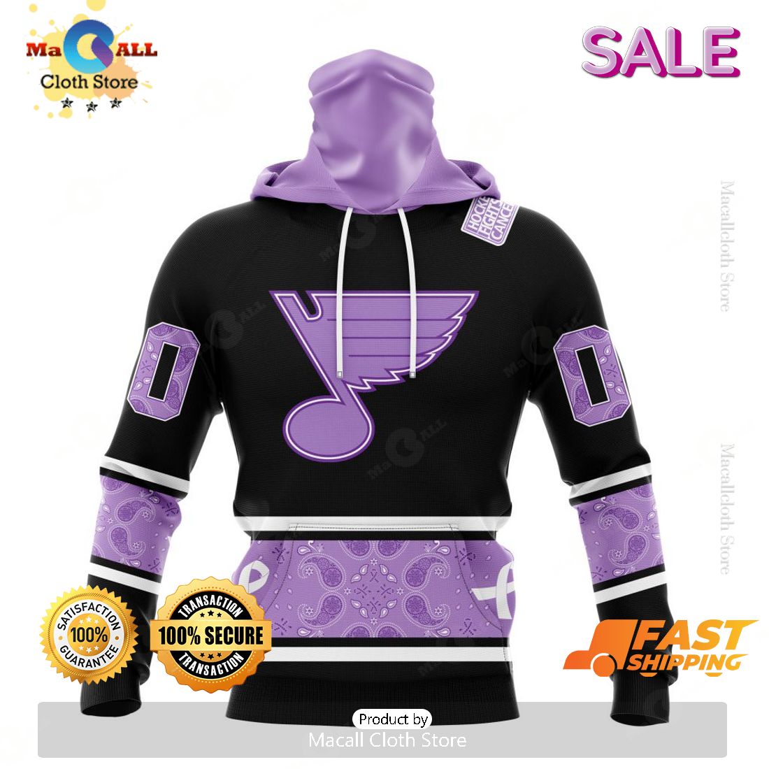 SALE Personalized NHL St. Louis Blues Special Black And Lavender Hockey Fight Cancer Hoodie 3D SALE Personalized NHL St. Louis Blues Special Black And Lavender Hockey Fight Cancer Hoodie 3D