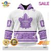 SALE Personalized NHL Toronto Maple Leafs Special Black And Lavender Hockey Fight Cancer Hoodie 3D