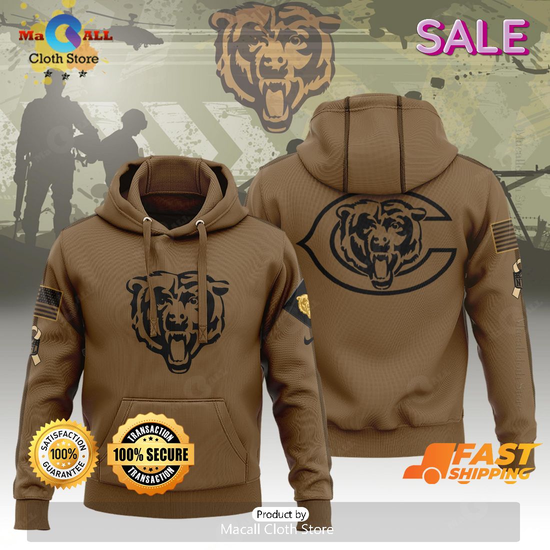 Chicago Bears Salute To Service Veterans Day Hoodie 3D, Long Pant Chicago Bears Salute To Service Veterans Day Hoodie 3D, Long Pant