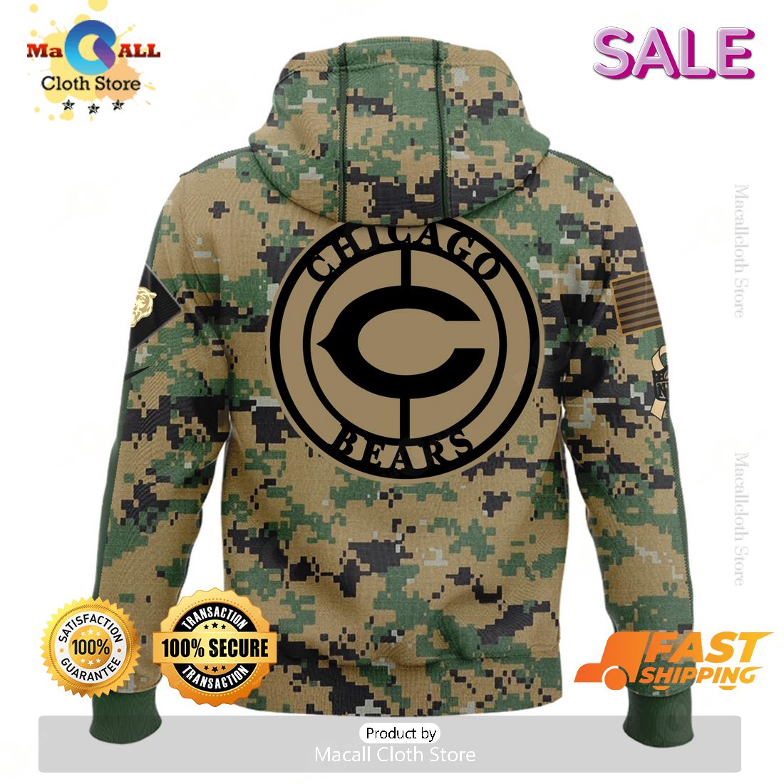 Chicago Bears Veteran For Veteran Army Design Hoodie 3D, Long Pant