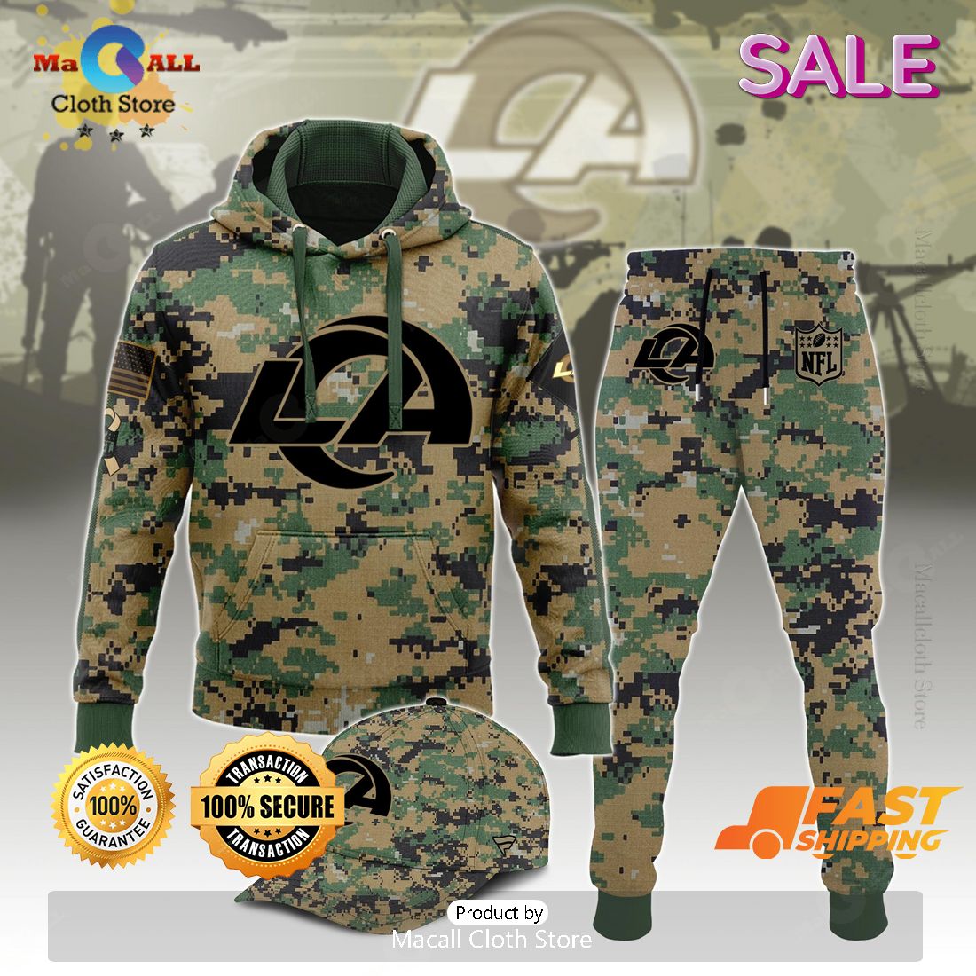 Los Angeles Rams Veteran For Veteran Army Design Hoodie 3D, Long Pant Los Angeles Rams Veteran For Veteran Army Design Hoodie 3D, Long Pant