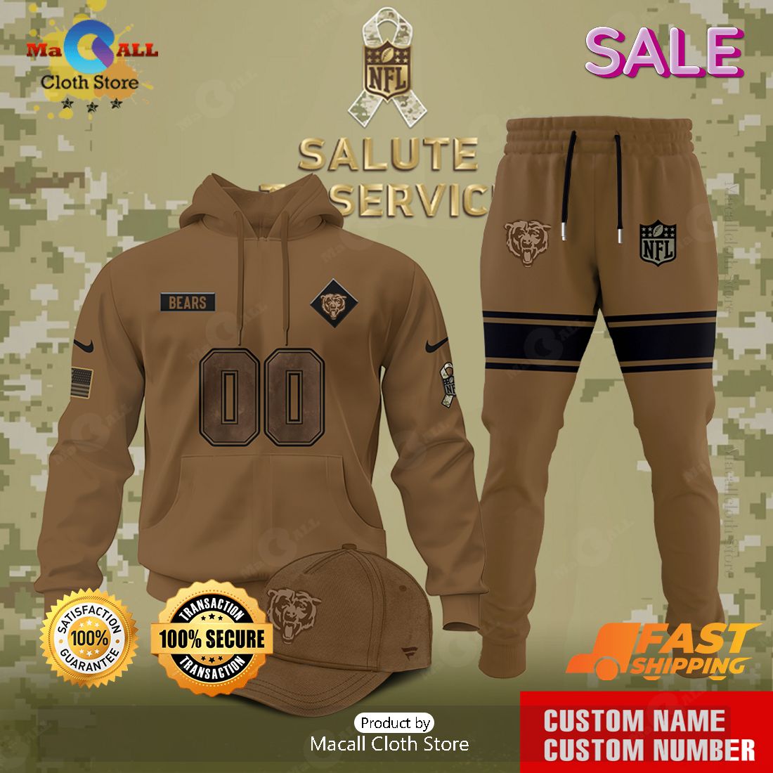 Personalized Chicago Bears Salute To Service Veterans Day Hoodie 3D, Long Pant Personalized Chicago Bears Salute To Service Veterans Day Hoodie 3D, Long Pant