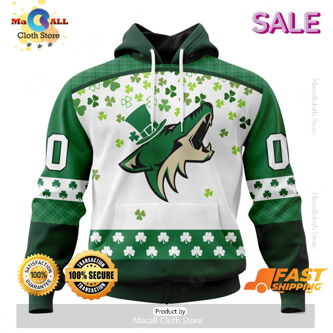 Personalized NHL Arizona Coyotes Special Design For St. Patrick Day Hoodie, Sweatshirt 3D Personalized NHL Arizona Coyotes Special Design For St. Patrick Day Hoodie, Sweatshirt 3D