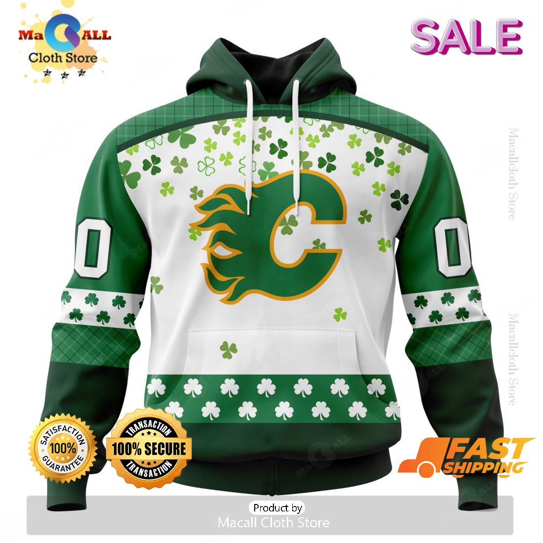 Personalized NHL Calgary Flames Special Design For St. Patrick Day Hoodie, Sweatshirt 3D