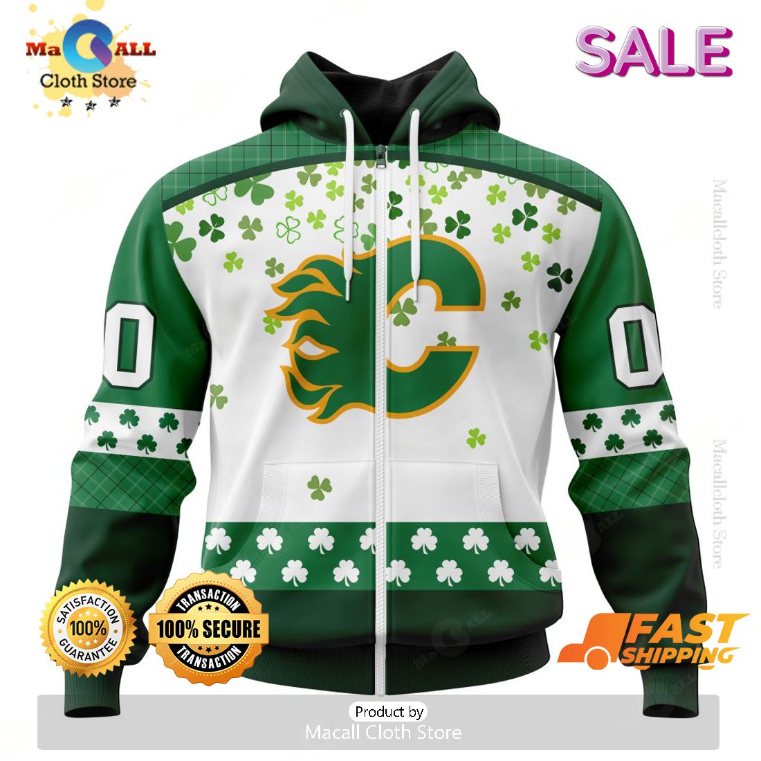 Personalized NHL Calgary Flames Special Design For St. Patrick Day Hoodie, Sweatshirt 3D