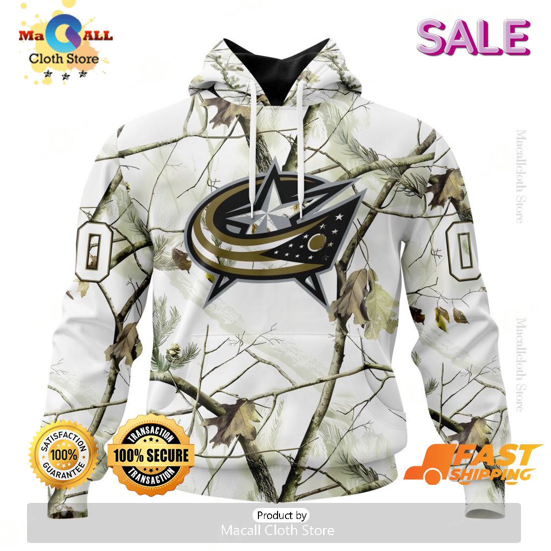 Personalized NHL Columbus Blue Jackets White Winter Hunting Camo Design Hoodie, Sweatshirt 3D Personalized NHL Columbus Blue Jackets White Winter Hunting Camo Design Hoodie, Sweatshirt 3D