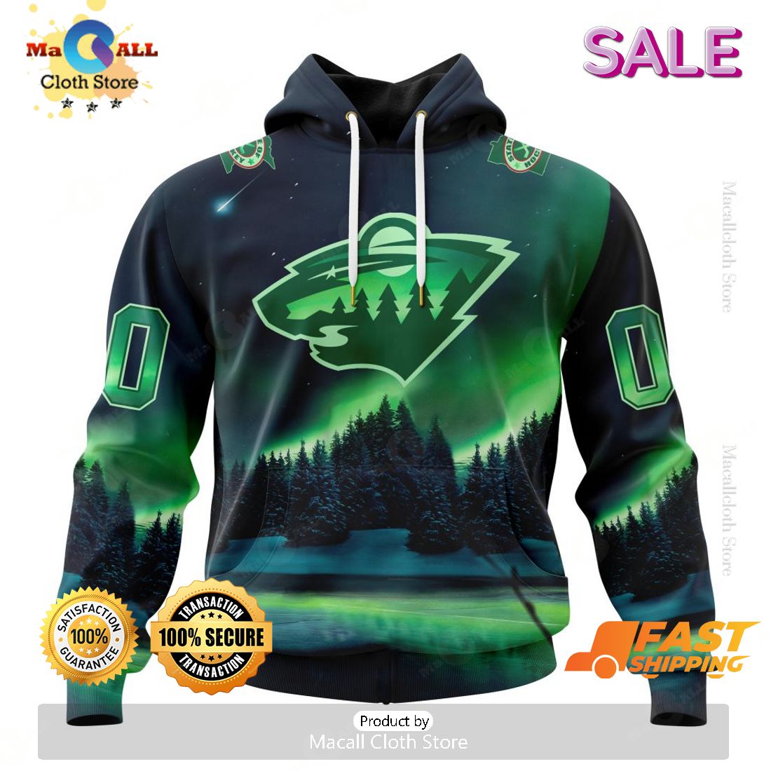 Personalized NHL Minnesota Wild Special Design With Northern Lights Hoodie, Sweatshirt 3D Personalized NHL Minnesota Wild Special Design With Northern Lights Hoodie, Sweatshirt 3D