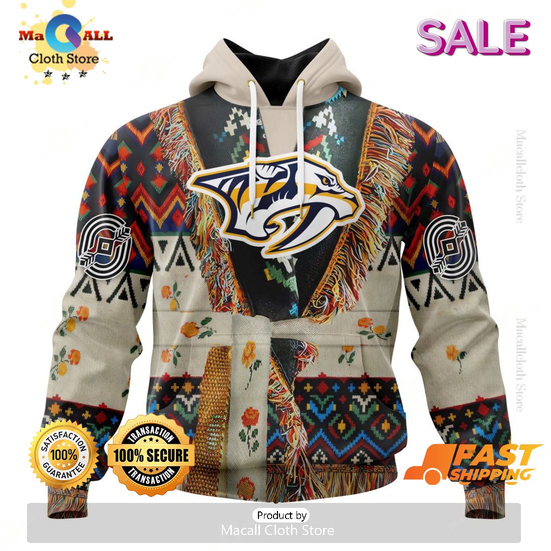 Personalized NHL Nashville Predators Special Native Costume Design Hoodie, Sweatshirt 3D