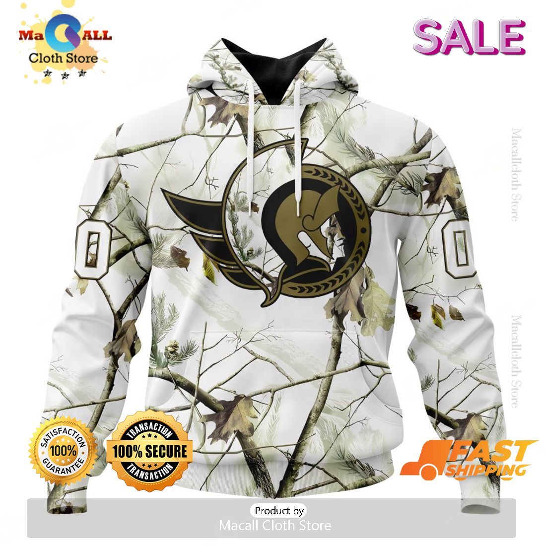 Personalized NHL Ottawa Senators White Winter Hunting Camo Design Hoodie, Sweatshirt 3D Personalized NHL Ottawa Senators White Winter Hunting Camo Design Hoodie, Sweatshirt 3D