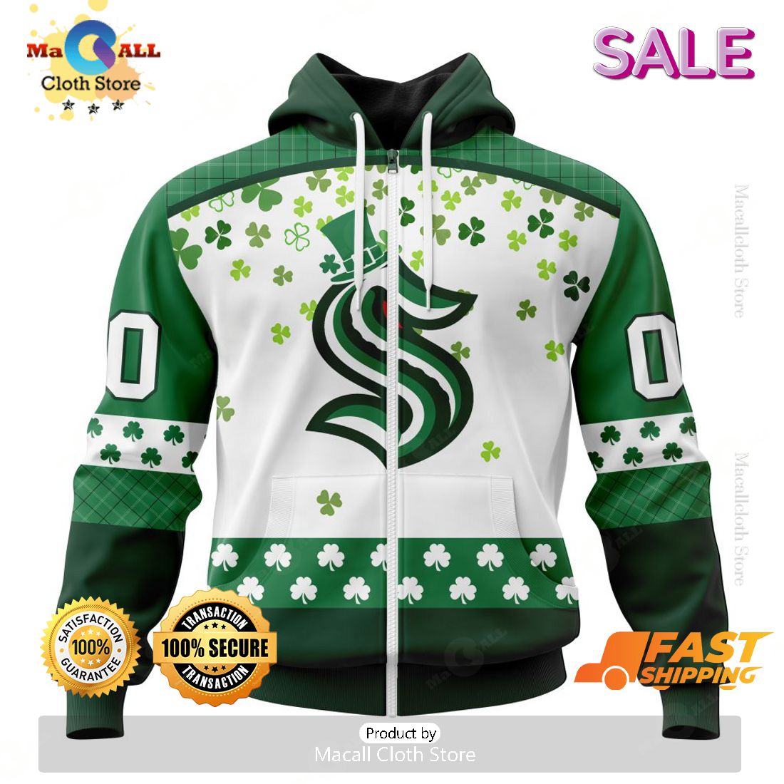 Personalized NHL Seattle Kraken Special Design For St. Patrick Day Hoodie, Sweatshirt 3D