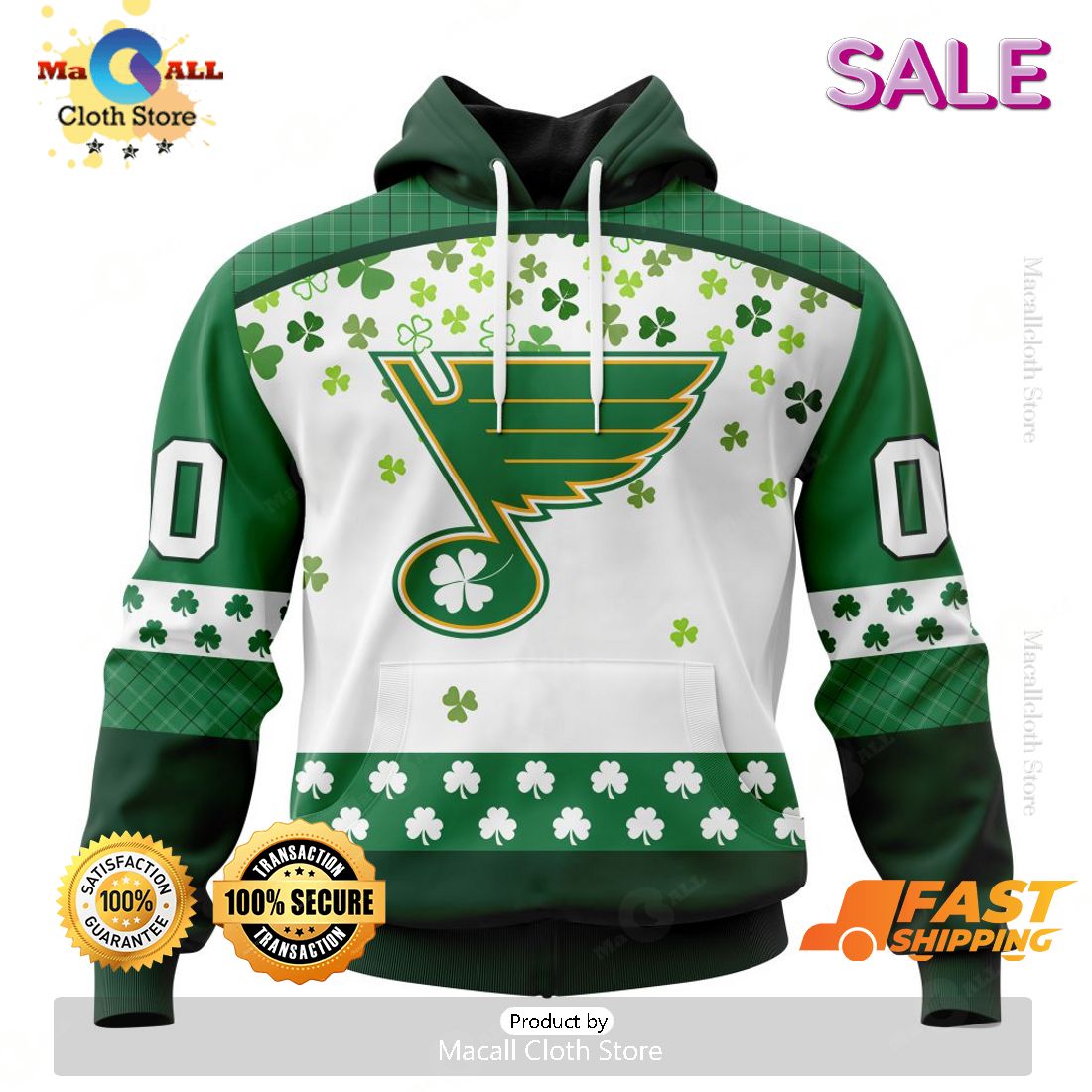Personalized NHL St. Louis Blues Special Design For St. Patrick Day Hoodie, Sweatshirt 3D
