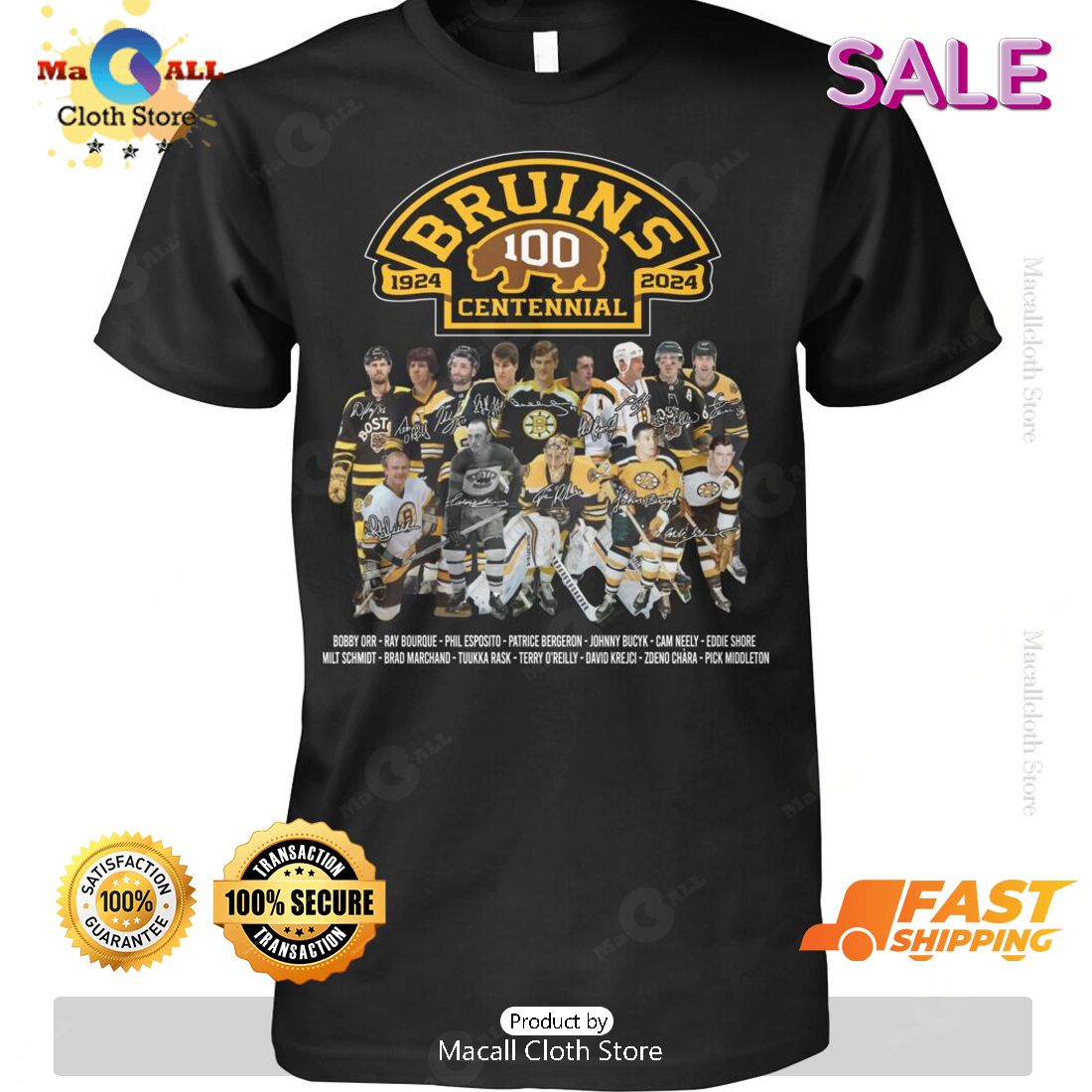 HOT Bruins Historic 100 Sports Team Signatures Classic T-Shirt HOT Bruins Historic 100 Sports Team Signatures Classic T-Shirt