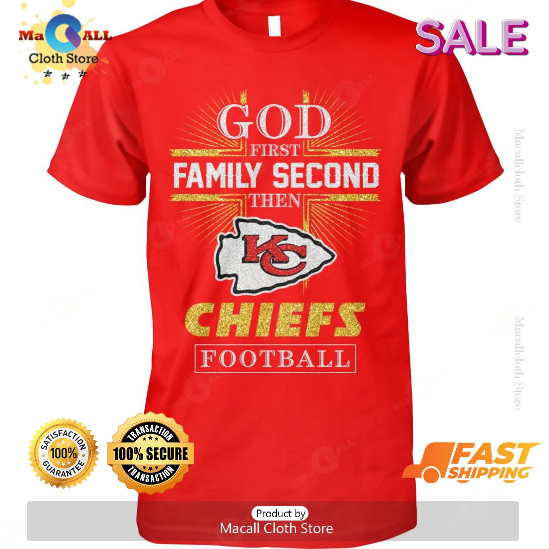HOT God First Family Second Then Kansas City Chiefs Footall Classic T-Shirt HOT God First Family Second Then Kansas City Chiefs Footall Classic T-Shirt