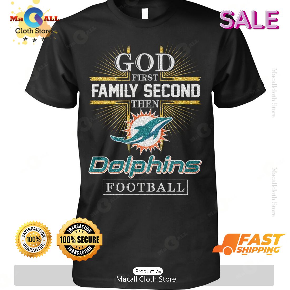 HOT God First Family Second Then Miami Dolphins Footall Classic T-Shirt HOT God First Family Second Then Miami Dolphins Footall Classic T-Shirt