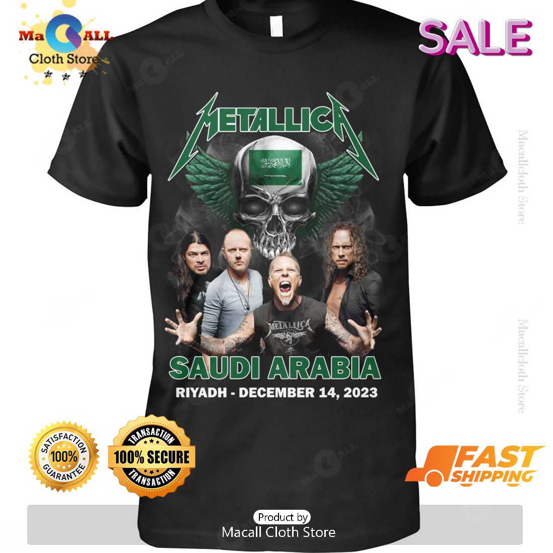 HOT Metallic Saudi Arabia Skull Design Classic T-Shirt HOT Metallic Saudi Arabia Skull Design Classic T-Shirt