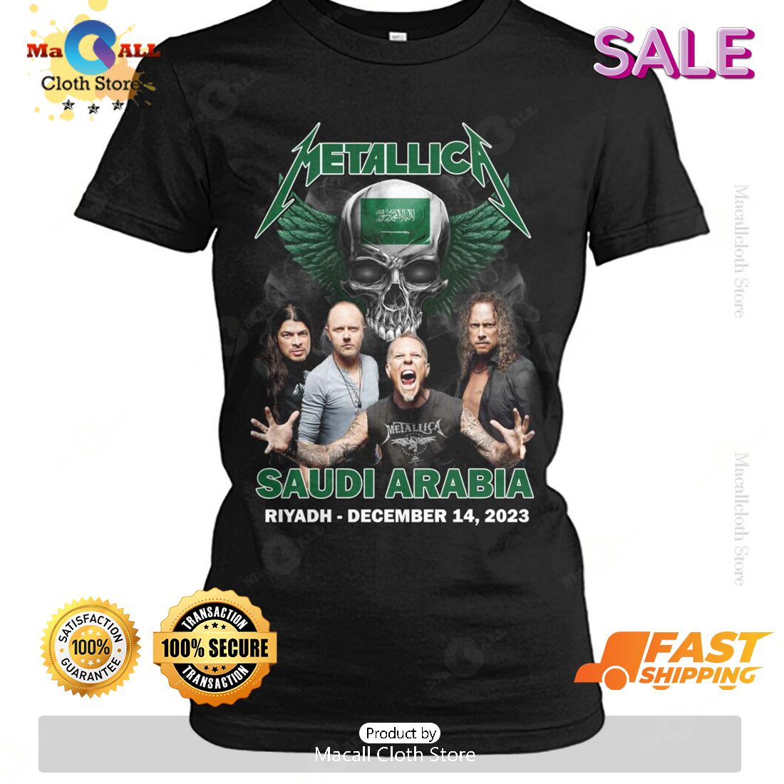 HOT Metallic Saudi Arabia Skull Design Classic T-Shirt HOT Metallic Saudi Arabia Skull Design Classic T-Shirt