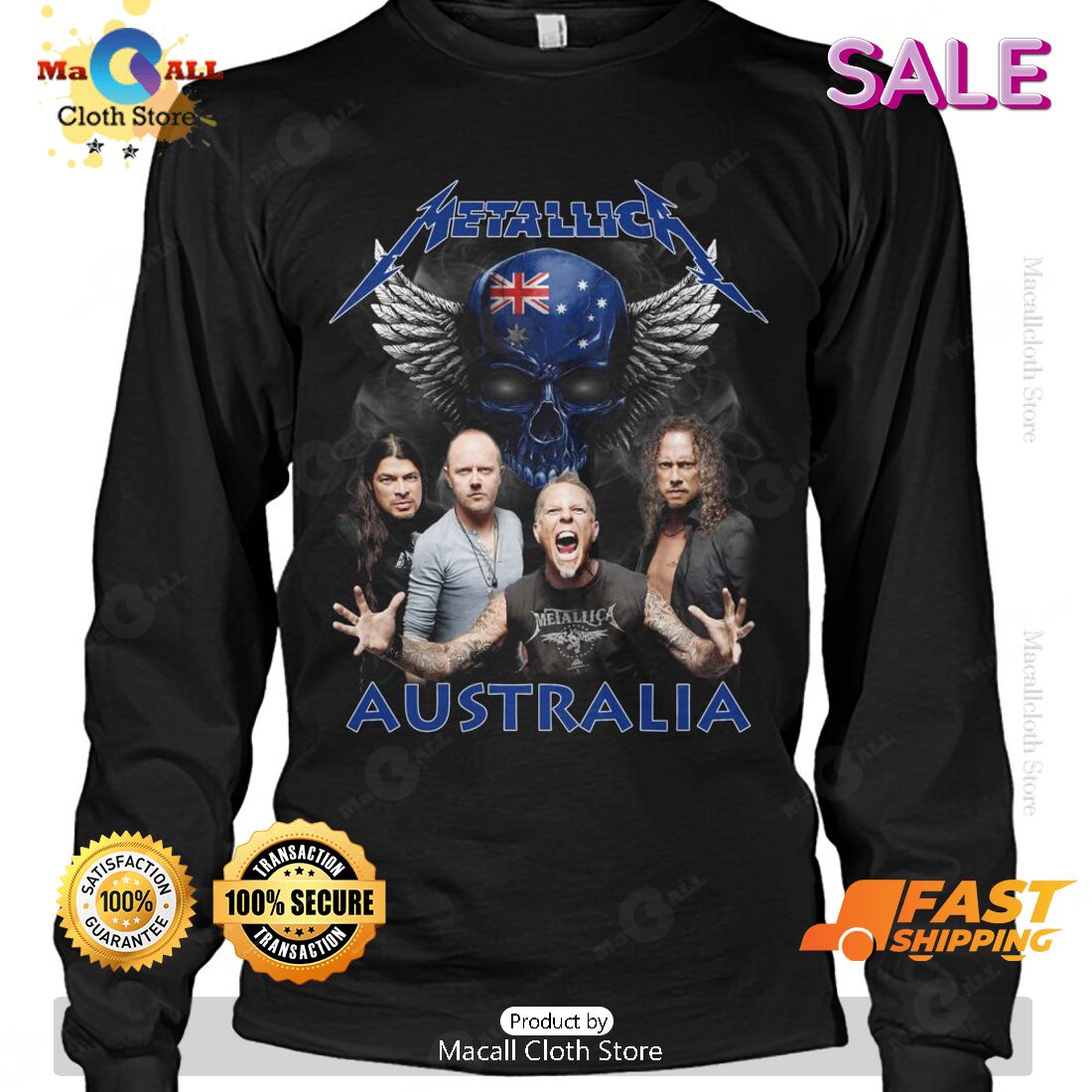 HOT Metallic Skull Flags Australia T-Shirt HOT Metallic Skull Flags Australia T-Shirt