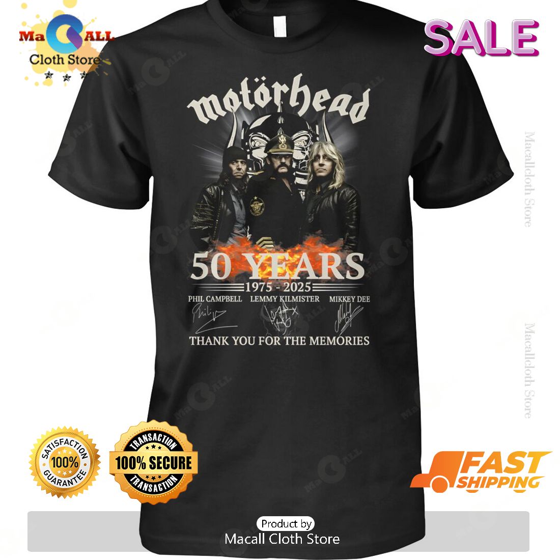 HOT Motorhead 50 Years 1975-2025 Thank You For The Memories Signatures T-Shirt HOT Motorhead 50 Years 1975-2025 Thank You For The Memories Signatures T-Shirt