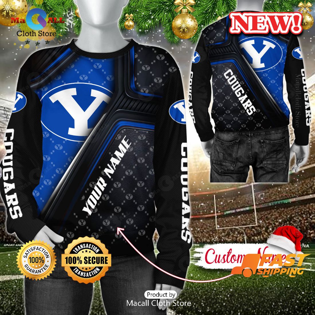 NCAA BYU Cougars Custom Name Hoodie, Sweatshirt 3D NCAA BYU Cougars Custom Name Hoodie, Sweatshirt 3D