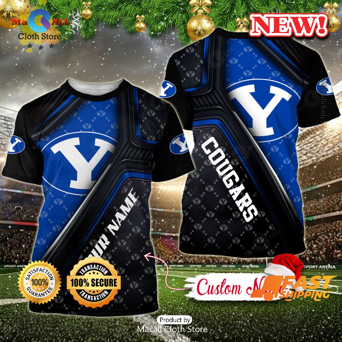 NCAA BYU Cougars Custom Name Hoodie, Sweatshirt 3D NCAA BYU Cougars Custom Name Hoodie, Sweatshirt 3D