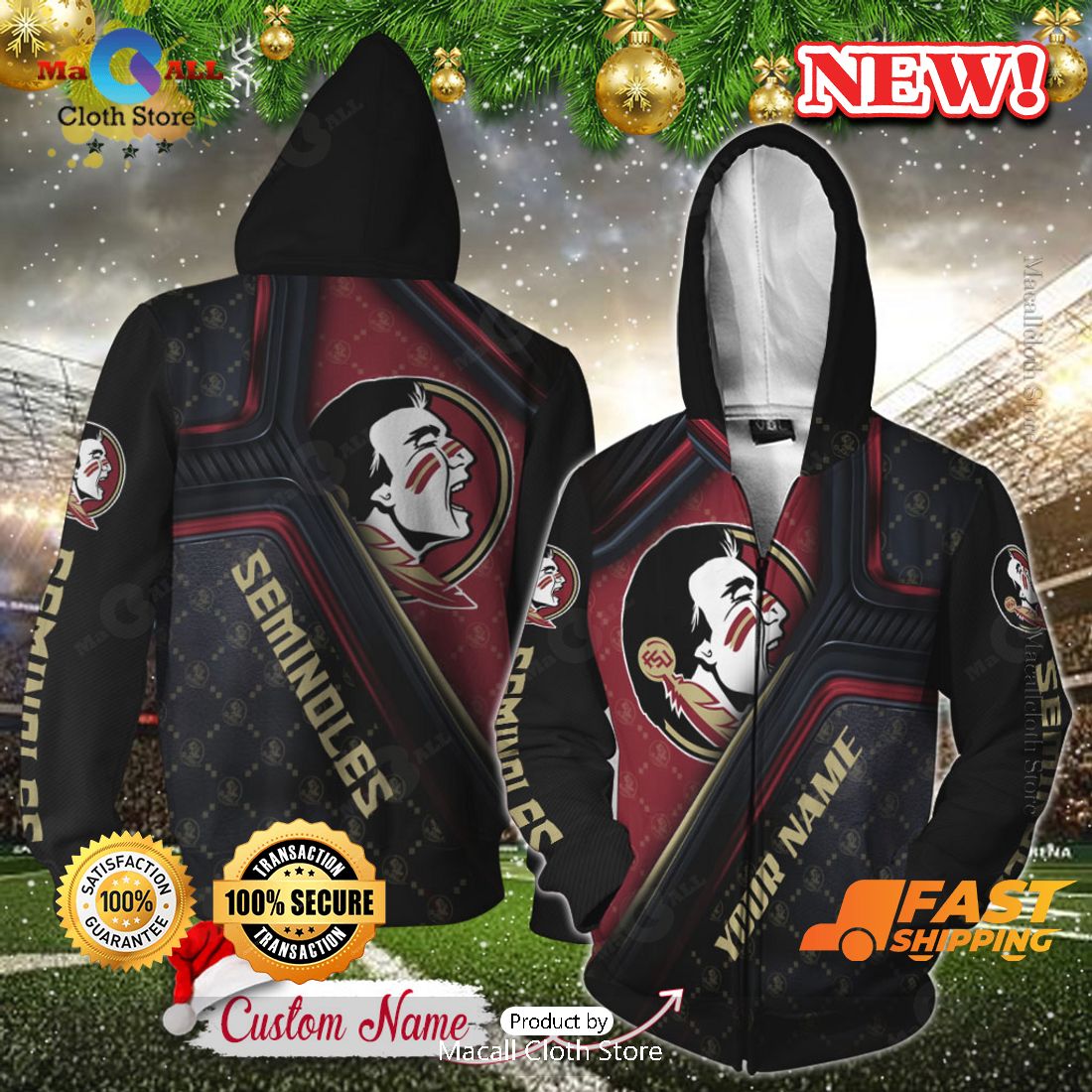 NCAA Florida State Seminoles Custom Name Hoodie, Sweatshirt 3D