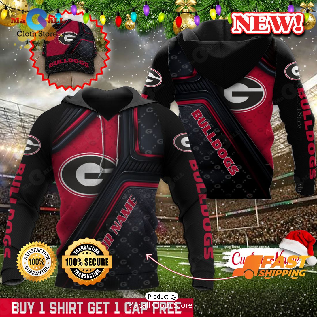 NCAA Georgia Bulldogs Custom Name Hoodie, Sweatshirt 3D