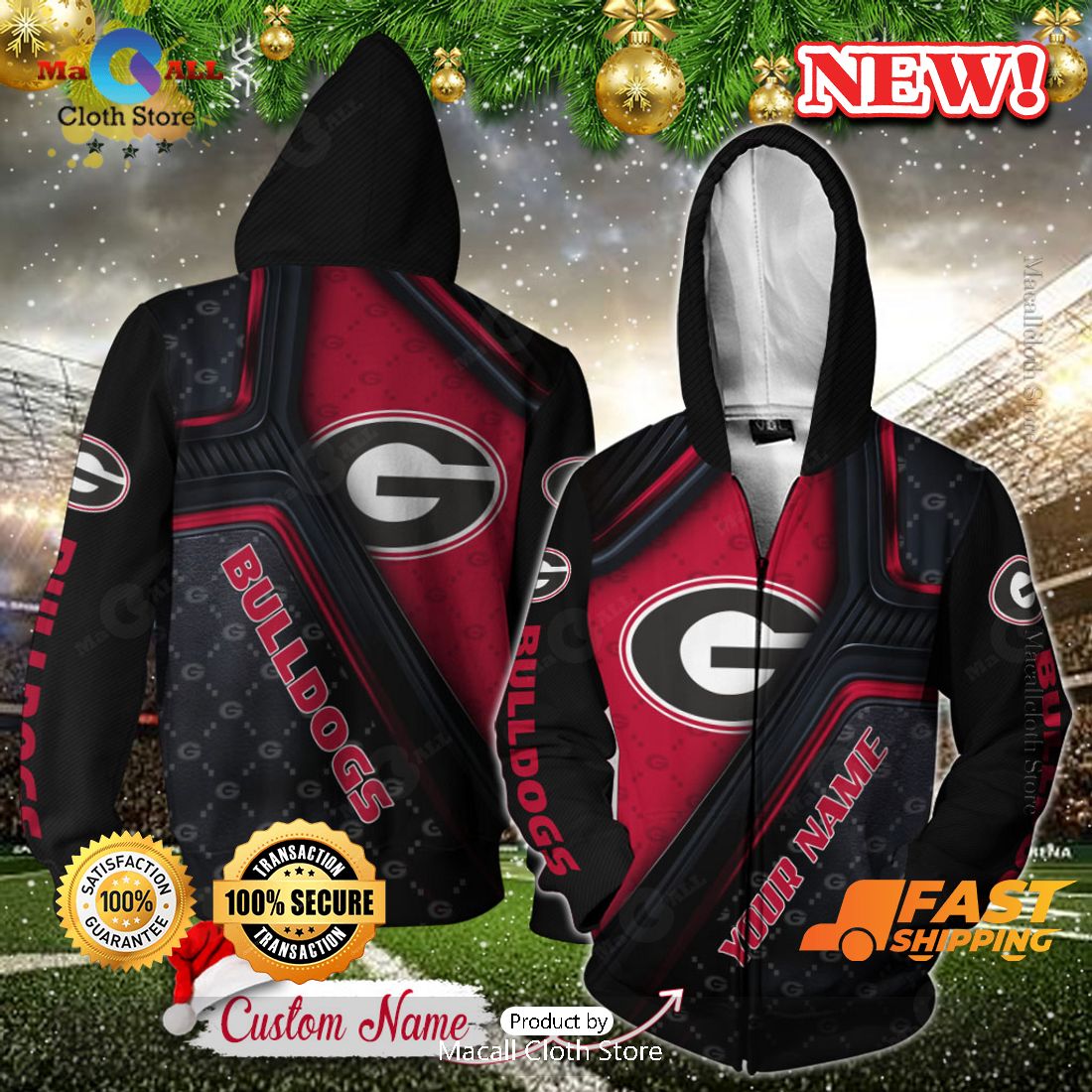 NCAA Georgia Bulldogs Custom Name Hoodie, Sweatshirt 3D