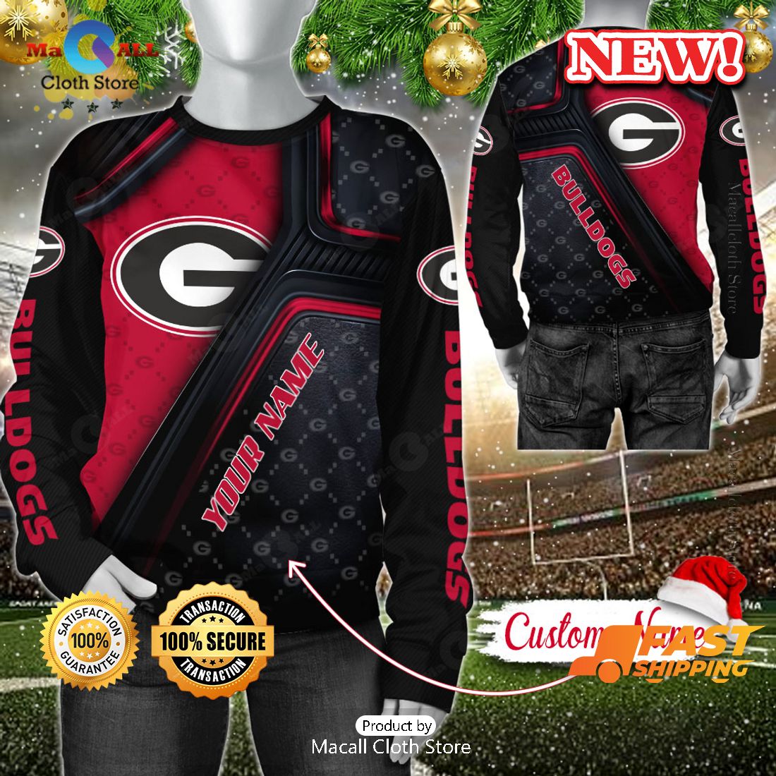 NCAA Georgia Bulldogs Custom Name Hoodie, Sweatshirt 3D NCAA Georgia Bulldogs Custom Name Hoodie, Sweatshirt 3D