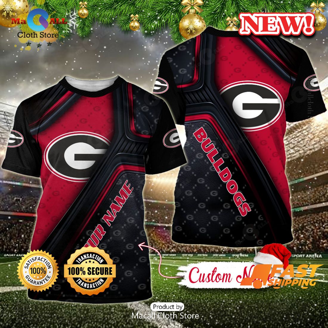 NCAA Georgia Bulldogs Custom Name Hoodie, Sweatshirt 3D NCAA Georgia Bulldogs Custom Name Hoodie, Sweatshirt 3D