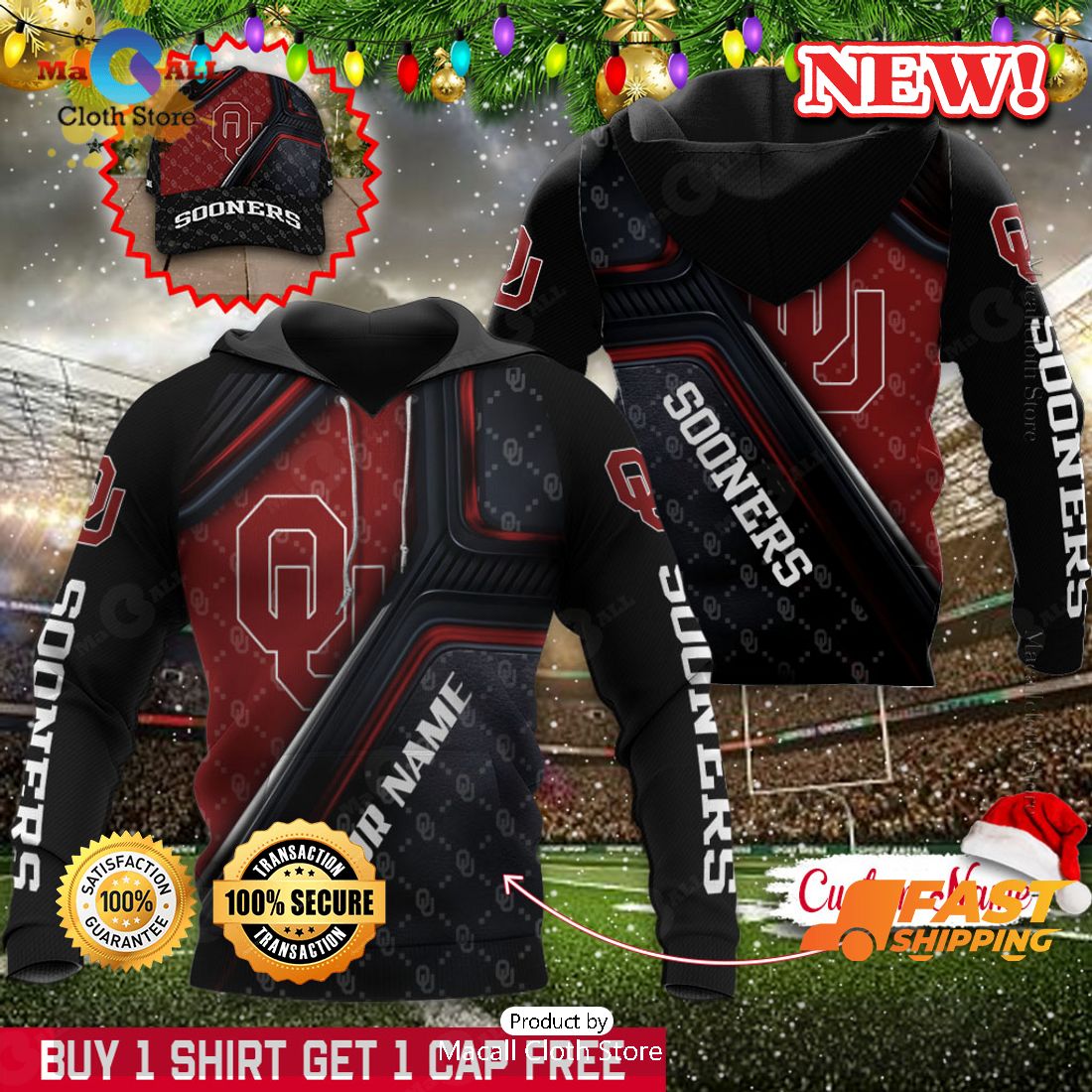 NCAA Oklahoma Sooners Custom Name Hoodie, Sweatshirt 3D